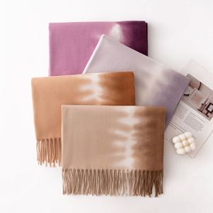 Solid Color Cashmere Feel Scarf with Custom Logo Thick Warm Acrylic Winter Long Shawl - Product Image 2