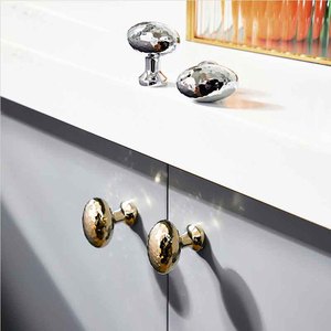 Chrome-plated Brass Silver Dove Egg Italian Minimalist Modern Light Luxury Simple Hammered Wardrobe <strong>Door</strong> Handle for Cabinet - Product Image 2