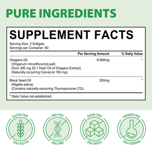 Acentiallabs <span class=keywords><strong>Huile</strong></span> d'<span class=keywords><strong>Origan</strong></span> en Gélules Molles, Complément Herbal, <span class=keywords><strong>Huile</strong></span> de Nigelle Biologique et <span class=keywords><strong>Huile</strong></span> d'<span class=keywords><strong>Origan</strong></span> <span class=keywords><strong>Sauvage</strong></span> 6000mg en Gélules Molles - Product Image 4