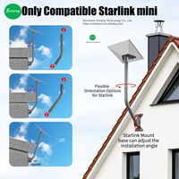 Support mural et de toit Starlink Mini 2026 le plus récent, avec bras long fixe, adaptateur de canal en acier réglable pour avant-toit, angles prédéfinis, antirouille