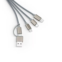 Logo personnalisé 5V/2A Nylon Tressé Métal Multi Câble de Charge 4 en 1 Portable Téléphone Câble de Charge Porte-clés pour Cadeau Promotionnel