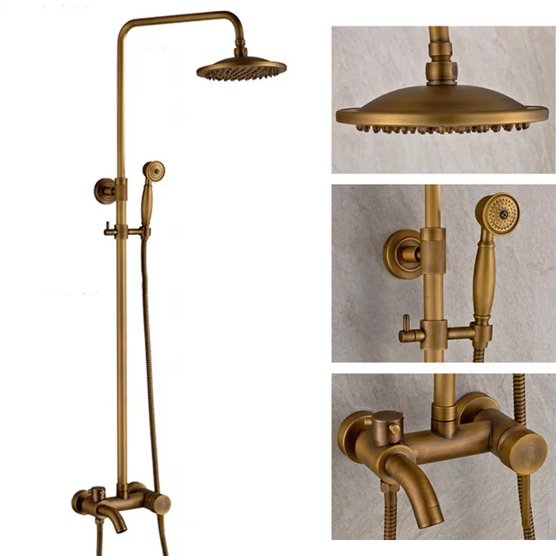 European Antique Copper Exposed Rainfall Shower