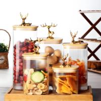 Ensemble de bocaux en verre personnalisés de différentes tailles, récipients alimentaires en verre avec couvercle, bocaux carrés côtelés, contenants de rangement pour la cuisine de Noël