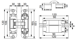 Modern Zinc 180 Degree Concealed Hinge 30x120mm Soft Close Wooden Door Black 60kg Bld-g120 180 Degree Opening Full Visibility - Product Image 2