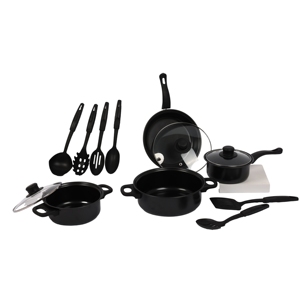Kitchen 7 Piece <b>Cookware</b> Sets Black Pot and Pans Cast Iron Cooking Pot <b>Cookware</b> Set - Product Image 3
