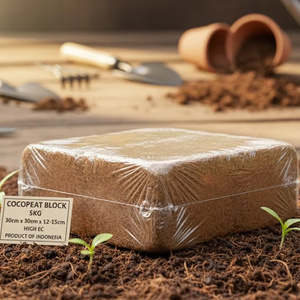 Bloque de Fibra de Coco de 5 kg, 30 cm x 30 cm x 12-15 cm de Alto, Sustrato de Cultivo de Coco de Alta Calidad, Apto para Cultivo Hidropónico en Todo el Mundo - Product Image 1