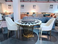 A1958 Table à manger ronde moderne de luxe avec centre rotatif en marbre Design métallique pour la maison ou l'hôtel pour les chaises de salle à manger