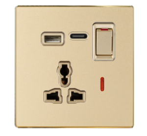 Luxury Gold <strong>13A</strong> UK USB Wall Power <strong>Socket</strong> Universal 10-hole Plug <strong>Socket</strong> Outlet <strong>Switch</strong> Electrical Wall Outlet With Usb Charger - Product Image 1