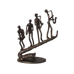 Vintage soyut ünlü metal sanat bronz saksafon müzisyen heykeller