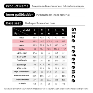 Maniquí de espuma de PU de cuerpo completo para <span class=keywords><strong>hombre</strong></span> con cabeza a medida y pose de pie para aplicación de sastrería - Product Image 6