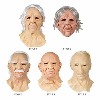 Masque de tête entière en silicone latex pour personnes âgées, masque réaliste de vieil homme avec rides, costume d'Halloween pour adultes, 5 styles