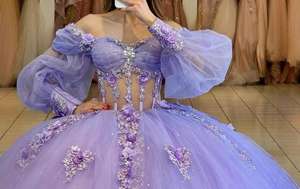 2025 Váy dạ hội màu xanh bạc hà Quinceanera Váy thời trang mới lệch vai Ngọt ngào công chúa Đầm dự tiệc tùy chỉnh - Product Image 3