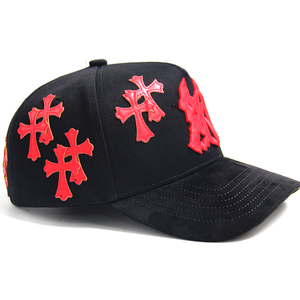 Casquette de baseball à profil moyen à 5 panneaux avec lettres brodées en 3D en gros, broderie personnalisée, coton bicolore, idéale pour l'extérieur - Product Image 4