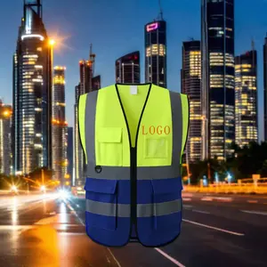 Hochwertige grüne reflektierende Sicherheitsweste Großhandel Straßenverkehrssicherheitswesten mit individuellem Logo