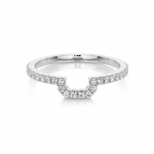 แหวนแต่งงานวงแหวนทองสีขาว14K วงแหวนครึ่งรอบดีไซน์สดใสประดับเพชรสำหรับปลูกในห้องปฏิบัติการ-DS0453 - Product Image 1