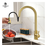 Robinet de cuisine professionnel monotrou, style classique, en acier inoxydable, multifonction pour eau chaude et froide, design à poignée unique