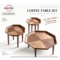Ensemble de tables basses rondes, design en forme de pétale, style italien minimaliste, luxe moderne, meubles de salon, fabrication OEM ODM directe d'usine