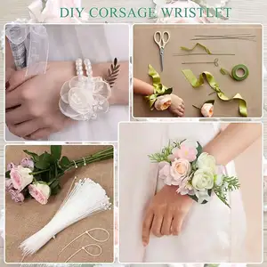 Amazo New Release Corsage Wristlet Band 10 piezas Pulseras de ramillete de muñeca, Pearl Stretch Elastic Wristlets para boda Party,TLX0131