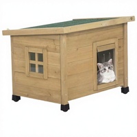Maison pliable multi-animaux en bois écologique avec toit imperméable, fenêtre en acrylique et patins réglables – Abri pour chats et lapins