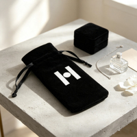 Pochette en coton naturel avec cordon de serrage, logo estampé à chaud en or, emballage cadeau de luxe personnalisé