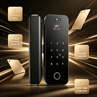 Serrure de porte en verre intelligente WiFi Tuya E186 avec déverrouillage à empreinte digitale, mot de passe, carte, application et télécommande, corps en alliage d'aluminium, OEM ODM