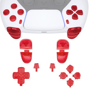 Clear <b>Red</b> DIY D-pad R1 L1 R2 L2 Triggers Face Buttons Custom Full Set Buttons for <b>PS5</b> <b>Controller</b> BDM-030/040/050/060 - Product Image 1