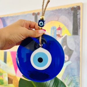 Amuleto de ojo malvado de cristal bohemio azul hecho a mano turco griego buena suerte adorno colgante para decoración de hogar, oficina o coche - Product Image 4