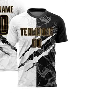 Maillot de football noir et blanc à manches courtes, respirant, léger, séchage rapide, pour entraînement et matchs - Product Image 2