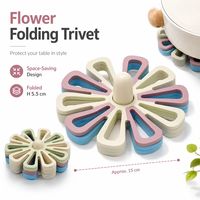Ensemble de tapis en silicone liquide en forme de fleur résistant à la chaleur avec support de rangement, antidérapant et facile à nettoyer pour la cuisine et la table à manger