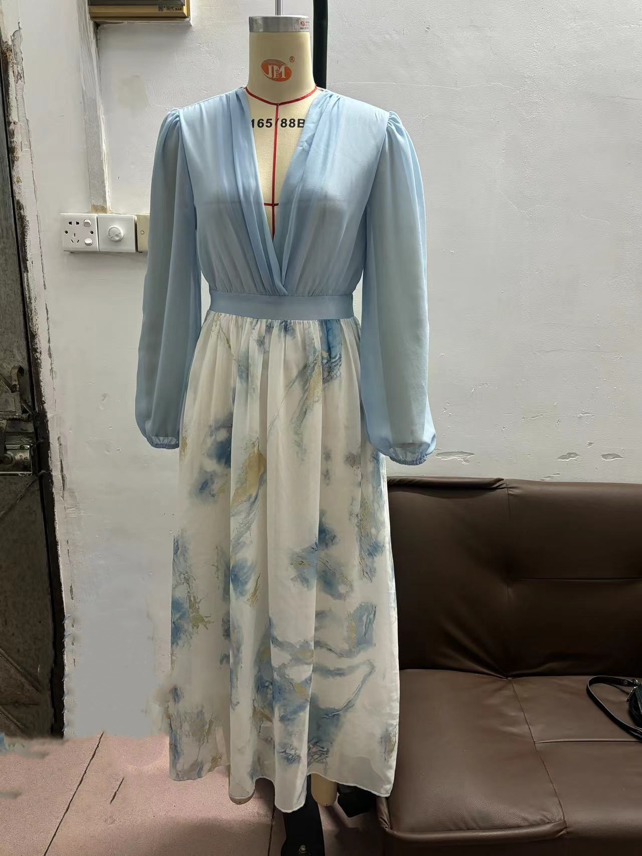 Fashion Floral Print Bohemian Maxi Dress for Women - Deep V Neck Puff  Sleeve Casual Summer Dress