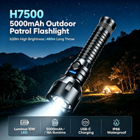 Lampe torche LED 10W haute luminosité en alliage d'aluminium, étanche IP66, batterie 21700, rechargeable par USB, pour camping en extérieur, logo personnalisé