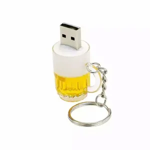 Pen drive USB personalizado em forma de copo de cerveja, 32GB, 64GB, 128GB, Usb2.0 3.0, pen drive, 16GB, unidade de memória