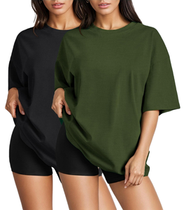 <span class=keywords><strong>T</strong></span>-<span class=keywords><strong>shirt</strong></span> da <span class=keywords><strong>Donna</strong></span> all'ingrosso, a manica corta, con spalle scese, tinta unita, in maglia traspirante, vestibilità comoda, taglie forti, stile streetwear, personalizzabile con logo - Product Image 1
