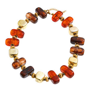 XY専用デザインアンバー樹脂CCB素材ネックレス金メッキステンレスビーズ手作りチョーカーネックレス - Product Image 1