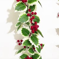 Kunstmatige Kerstboom Groene Faux Bladeren Rood Fruit Wijnstok Kunstbloem Slinger Voor Decoratie