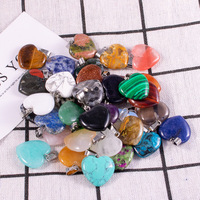 Collier pendentif cœur pêche 20*20mm, collier pendentif en pierre naturelle, jade, agate, cristal rose, collier en pierre de différentes couleurs