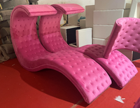 Fauteuil d'appoint en forme de S Sinofur, couleur rose, canapé pour club