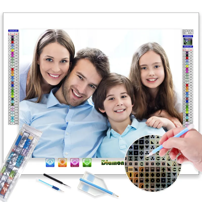 Peintures Impression Numérique Peinture Mosaïque 5d Diy Cristal Dessin Toile Famille Photo Diamant Peinture