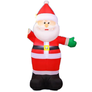 Père Noël gonflable en polyester personnalisé pour la fête de Noël en plein air, décoration de jardin, pelouse, avec LED intégrées, panneau Joyeux Noël - Product Image 1