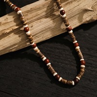 Collier Hawaïen fait main style bohème avec perles en bois incrustées, perles de noix de coco, chaîne de clavicule pour homme, idéal pour les fiançailles