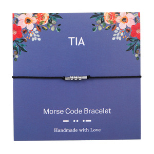 Bracelet en code morse personnalisé avec carte florale, bijou secret pour mariage, demoiselle d'honneur, mère, amies - Product Image 5