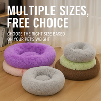 JZ Lit rond en peluche pour animaux de compagnie en fausse fourrure lavable en machine avec fond antidérapant plusieurs tailles pour chats et chiens