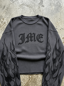 hongguan Custom DTG Drop Shoulder T-<b>shirt</b> Cotton <b>Waffle</b> Long Sleeve t <b>Shirt</b> for Men Boxy Graphic Oversize Long Sleeve <b>Shirt</b> - Product Image 3