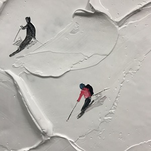 Art mural encadré sur le thème du ski, peinture à l'huile texturée 3D abstraite, décoration de salon, toile de <span class=keywords><strong>neige</strong></span> blanche, peinture décorative - Product Image 6