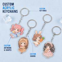 Porte-clés personnalisé en acrylique Anime, mousqueton en acrylique de 2 mm, impression UV vif, vente en gros OEM, impression couleur vive