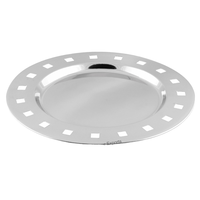 Assiette de service de luxe classique vintage écologique en acier inoxydable poli de 33 cm pour mariages, réceptions et usage en cuisine
