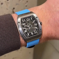 Nuevo Diseño Ultrafino de 7.8mm, Reloj Mecánico de Fibra de Carbono con Cuerda Automática, Esqueleto, Deportivo, de Lujo, para Hombre, Cronógrafo Flyback de Buceo