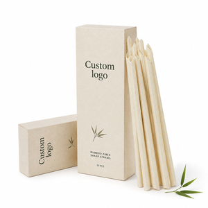 Custom Printed Retail Box Packaging Bulk Wholesale <b>Bamboo</b> Fiber Sharp Bevel Cut <b>Straws</b> Biodegradable Straight Plant <b>Straw</b> - Product Image 1