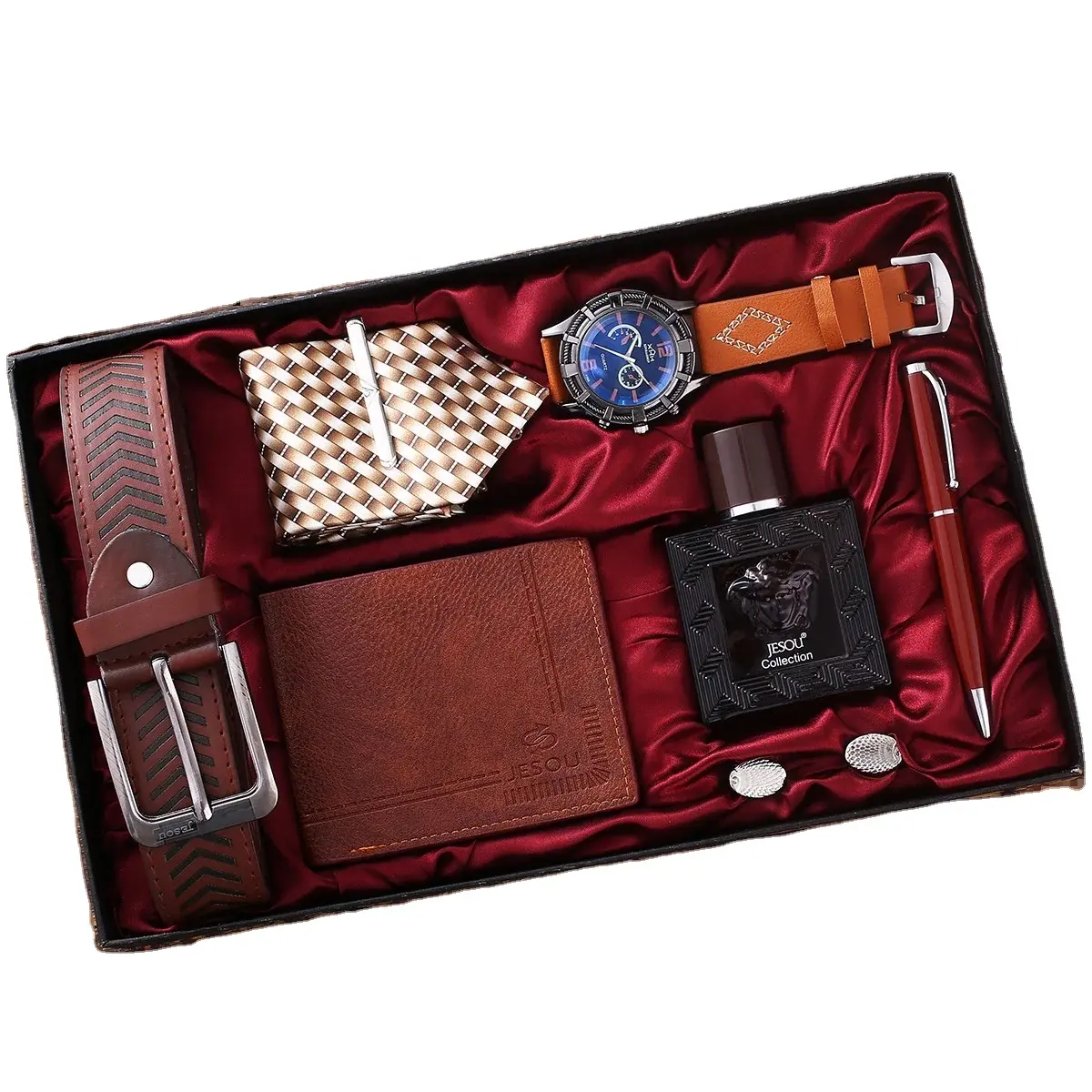 Yiwind vente en gros boutique coffret cadeau pour hommes coffret cadeau ceinture sac à main cravate parfum bouton de manchette ceinture montre à quartz coffret stylo coffret cadeau pour hommes