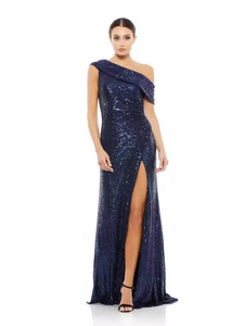 Robe de soirée à paillettes pour femmes, mode été européenne et américaine, élégante robe de cérémonie à épaules dénudées et fente haute, style célébrité - Product Image 1
